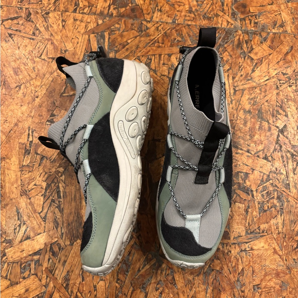 Merrell Jungle Moc Explorer Grey Green Hiking Sneakers sz 11